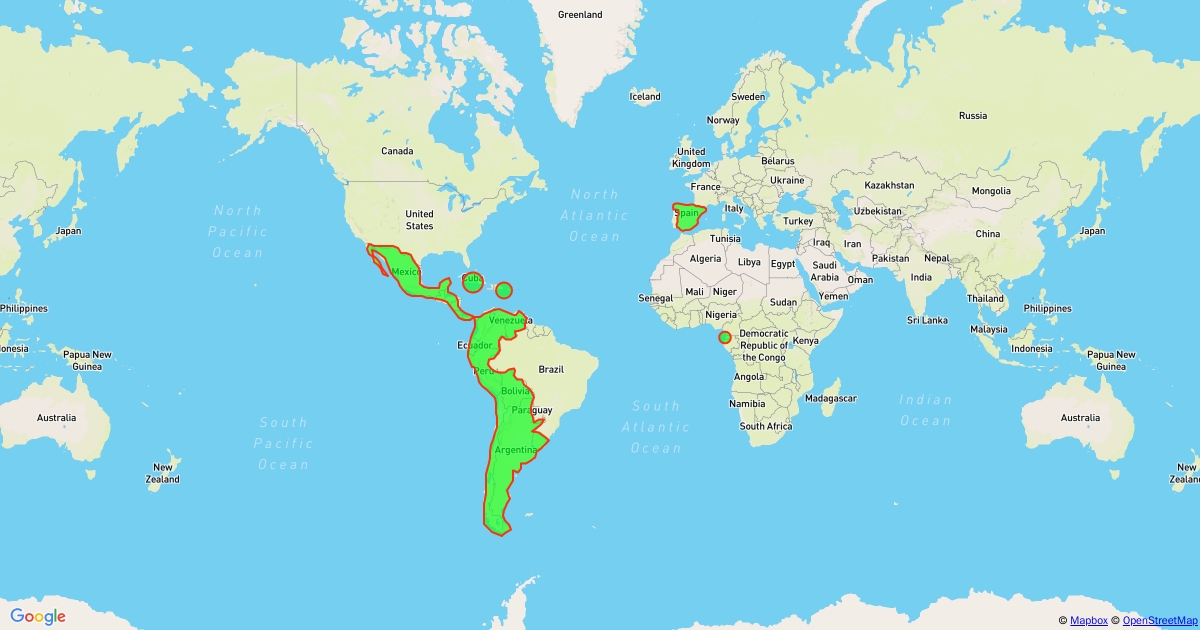 Map Representing The Countries Where The Spanish Language Is Spoken