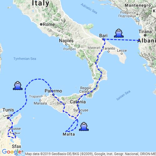 Tunisia, Sicily, Malta : Scribble Maps