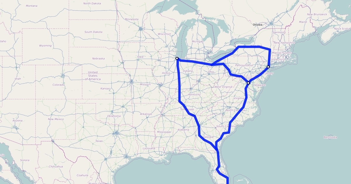 csx passenger rail map : Scribble Maps