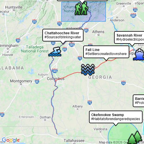 Georgia's physical features map : Scribble Maps