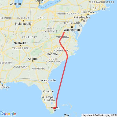 Central Virginia to South Florida (Flight Path) Scribble Maps