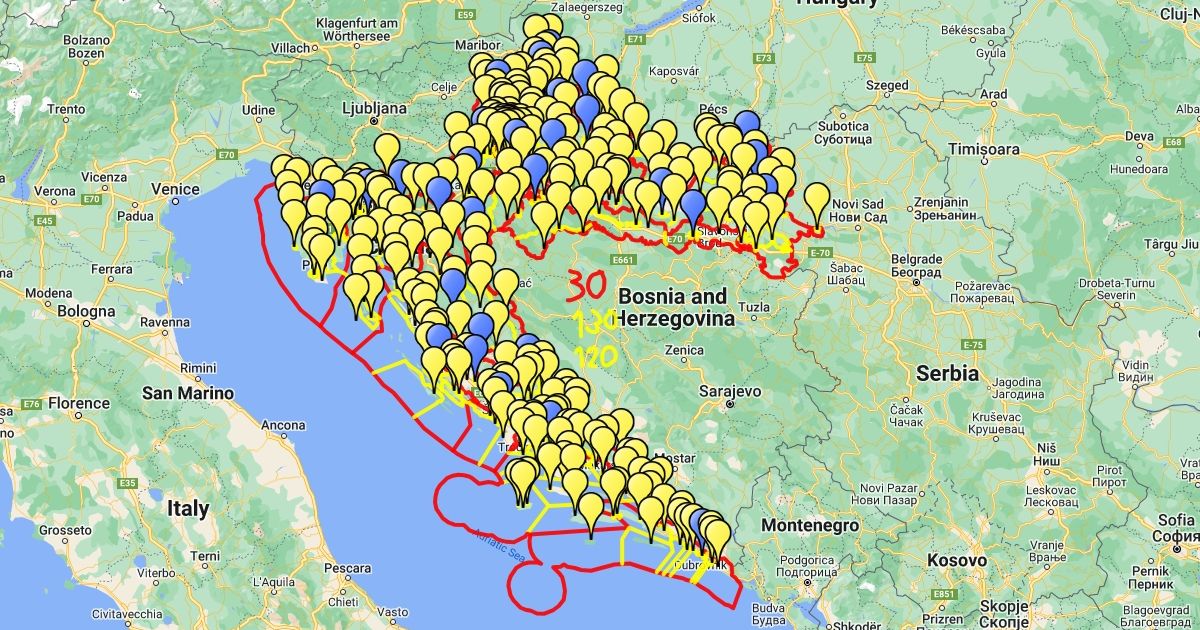 Detailed map of alternate Croatian counties, cities and municipalities ...