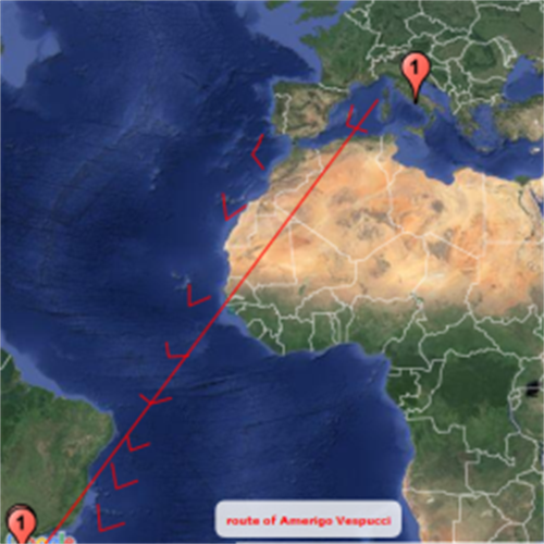 Route Of Amerigo Vespucci Scribble Maps