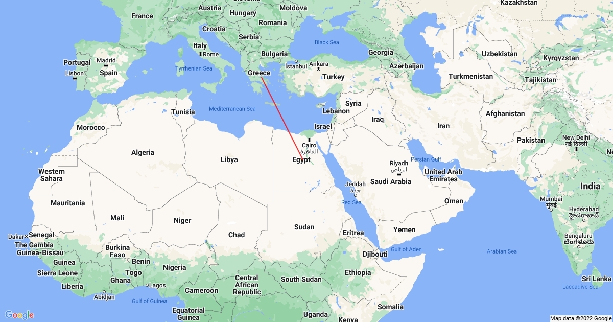 distance between Greece and Egypt Scribble Maps