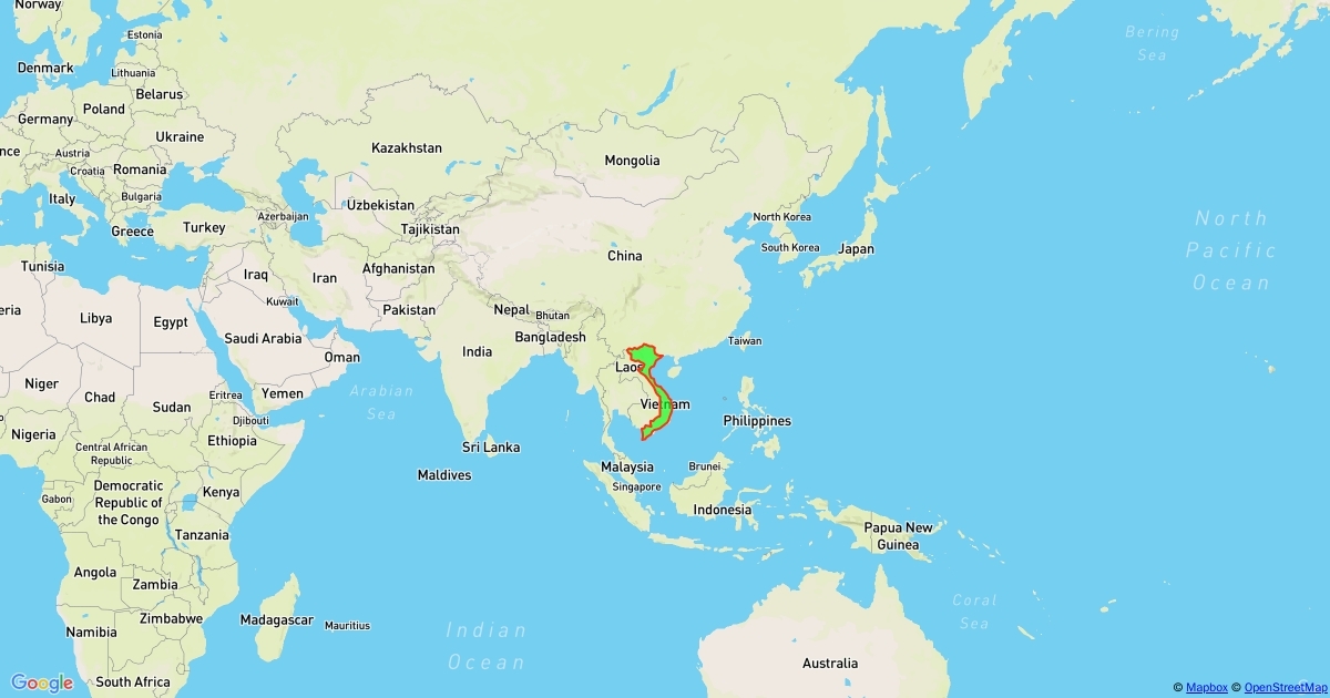 Map representing the countries where the Vietnamese language is spoken ...