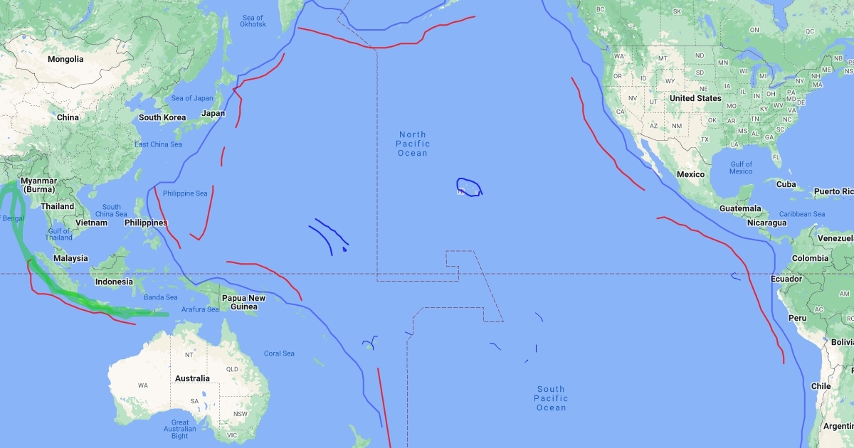 Map of Where Tsunamis Occur : Scribble Maps