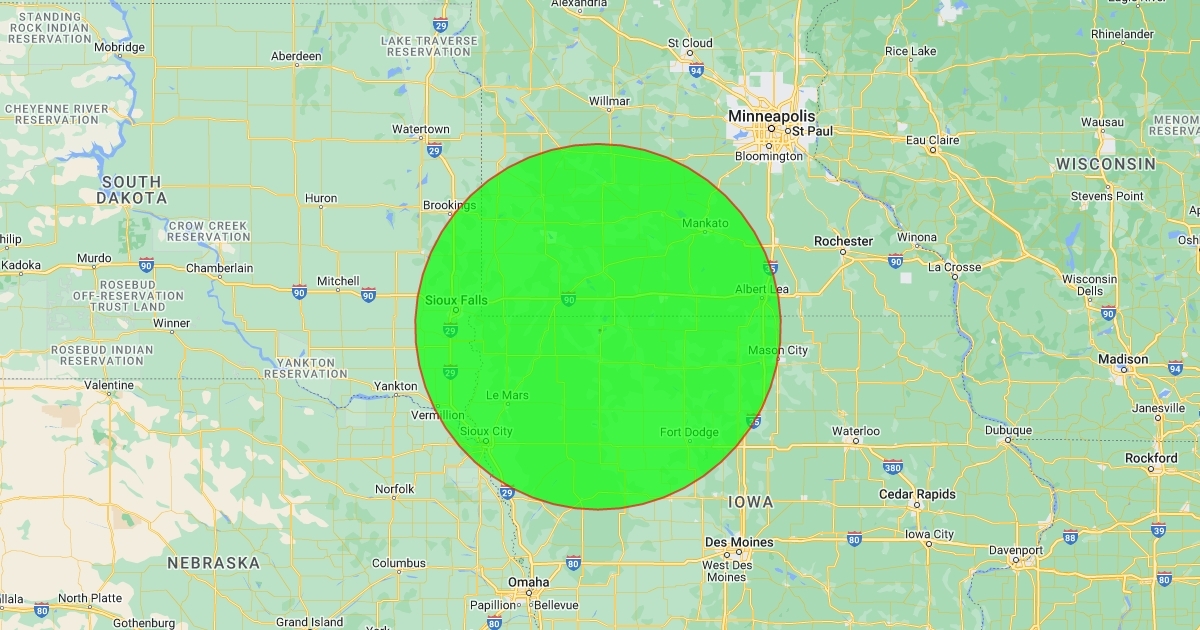 100 MILE RADIUS : Scribble Maps