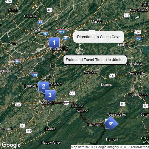 Route to Cades Cove Scribble Maps