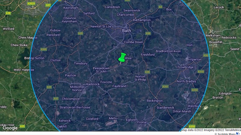 WELLOW - 10 MILE RADIUS : Scribble Maps