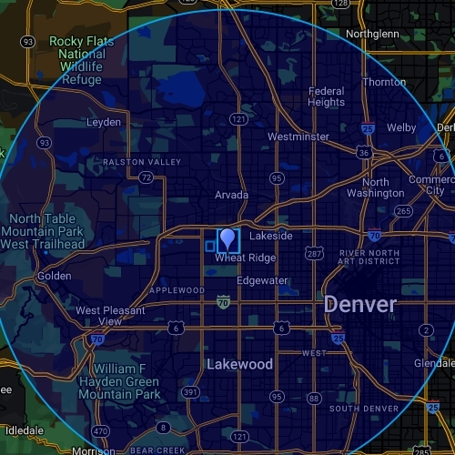 60 Mile Radius Map