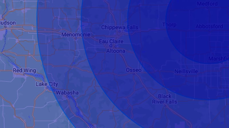 20 Mile Radius Map