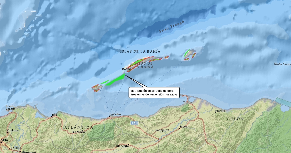 mapa del Arrecife de coral Honduras : Scribble Maps